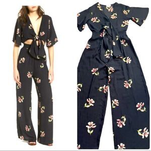 Socialite Floral Tie Front Jumpsuit XSMALL